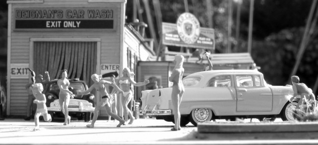 Bikini Car Wash black and white
